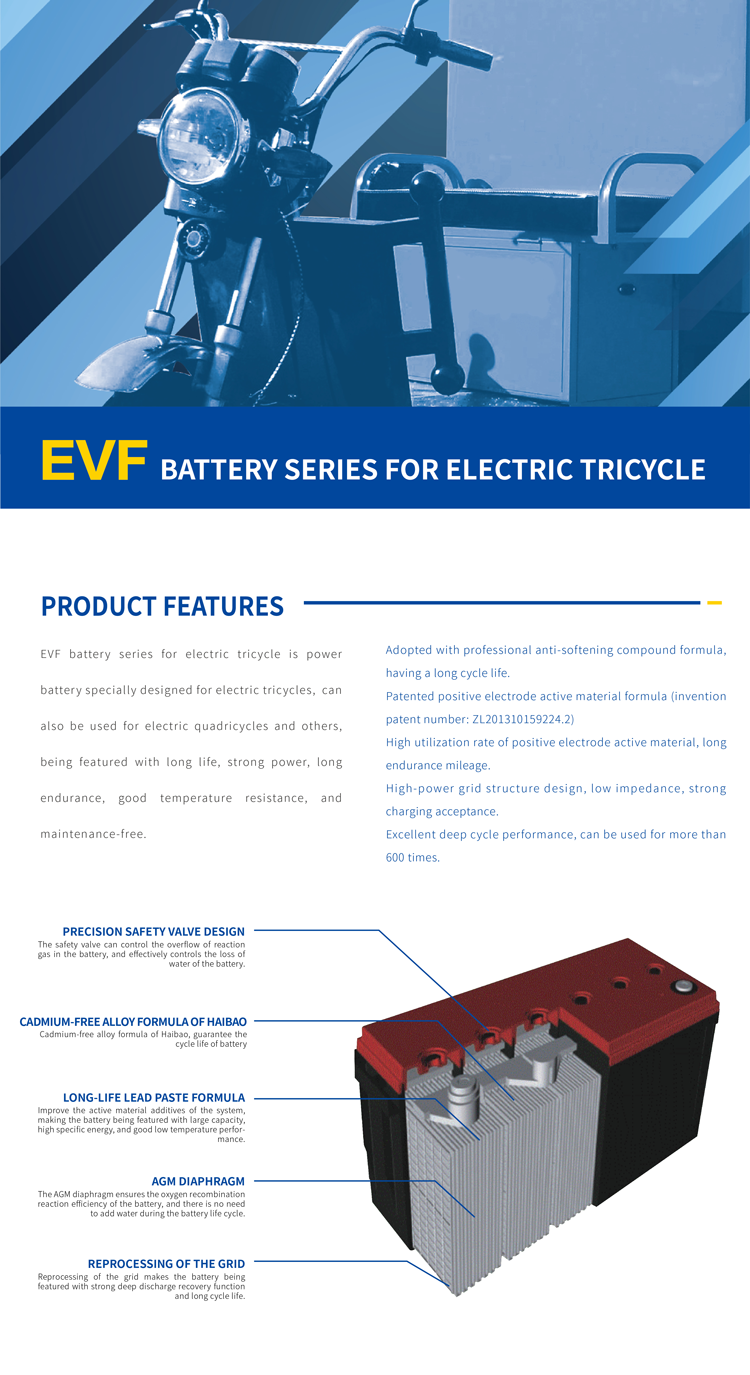 Battery for electric tricycles